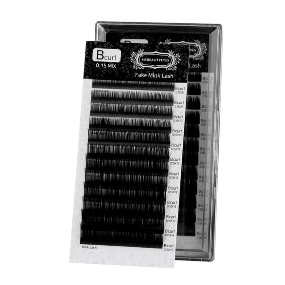 Eyelash Extension Lash / Fake Mink Lash B Curl / T 0.07~0.20mm / L 8~15mm & MIX