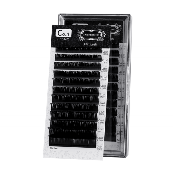 Eyelash Extension Lash / Flat Lash C Curl / T 0.10~0.20mm / L 8~15mm & MIX