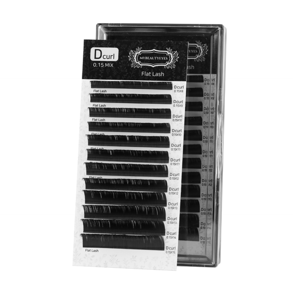 Eyelash Extension Lash / Flat Lash D Curl / T 0.10~0.20mm / L 8~15mm & MIX