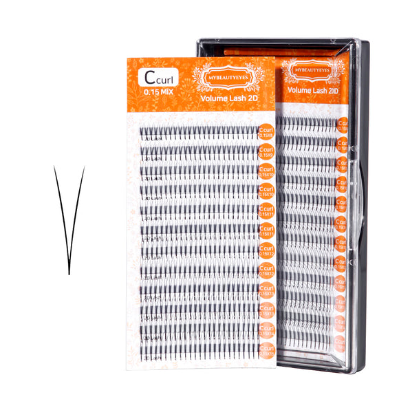 Eyelash Extension Volume Lash / 2D Lash C D Curl / T 0.07~0.15mm / L 8~15mm or MIX