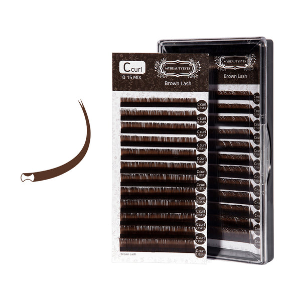 Eyelash Extension Lash / Flat Brown Lash / T 0.15~0.20mm / L 8~15mm & MIX