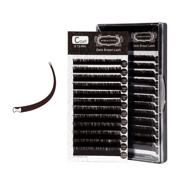 Eyelash Extension Lash / Flat Dark Brown Lash / T 0.15~0.20mm / L 8~15mm & MIX
